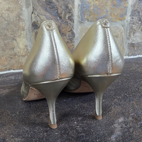 NEW Kate Spade Sonia Gold Pointy Toe Heels - Picture 5 of 8